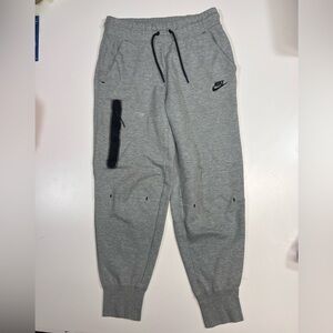 Nike Tech Fleece Joggers - gray w/ black - zippered pocket and black drawstrings